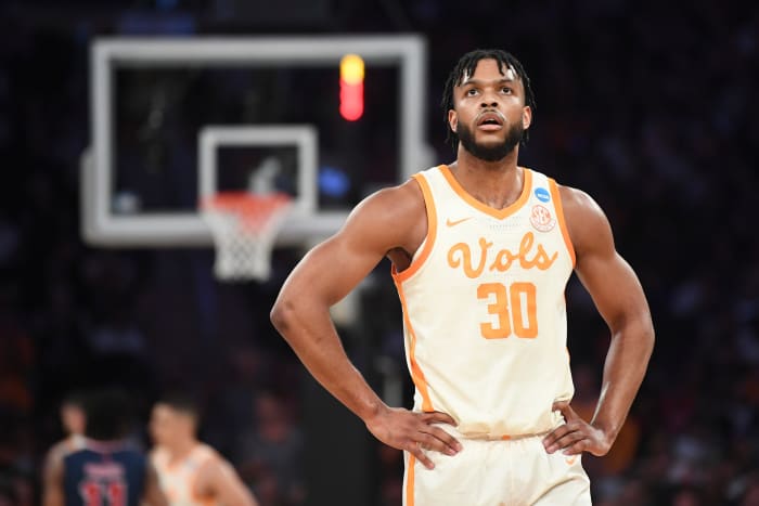 Tennessee F Josiah Jordan-James during the Elite 8 of the NCAA Tournament on March 23, 2023, in New York City, New York. (Photo by Caitie McMekin of the News Sentinel)